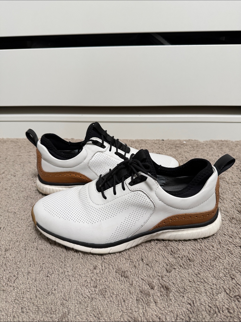 Johnston & Murphy Men’s Athletic Golf Sneakers - Lace Up White And Brown